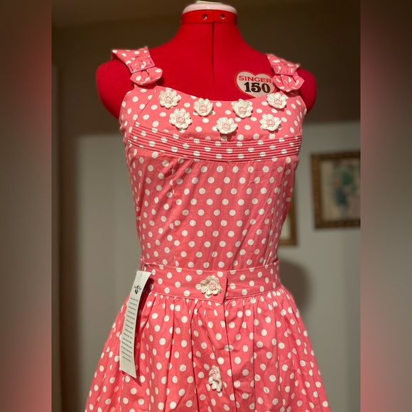 NWT Bettie Page Vintage Reproduction Pink & White Polkadot Playsuit Set - Picture 11 of 11